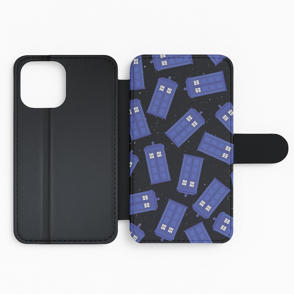Tardis Pattern Flip Phone Case