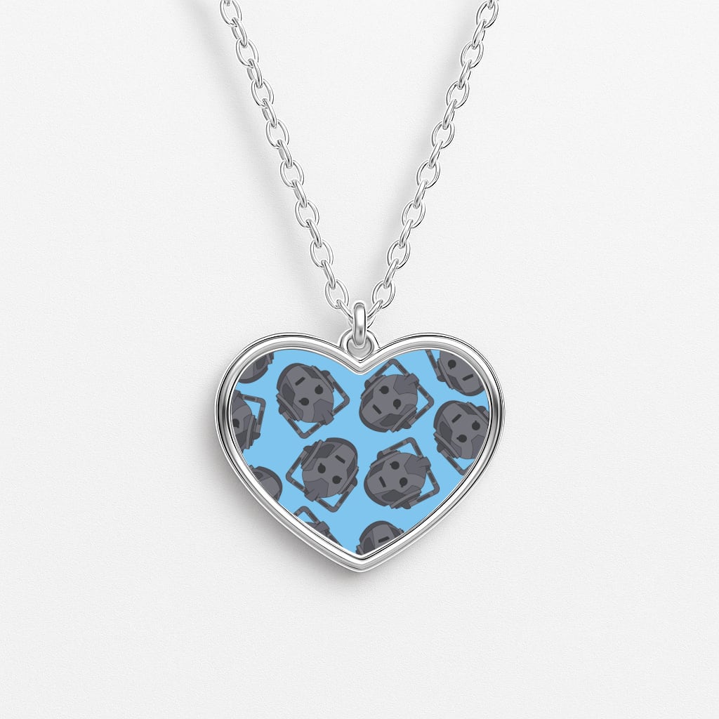 Cyberman Pattern Heart Necklace