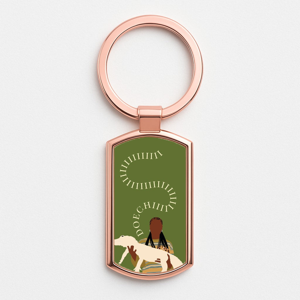 Rapper Holding Alligator Rose Gold Keyring