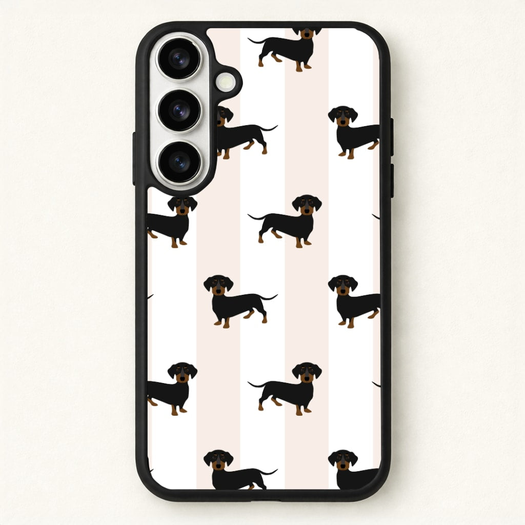 Striped Dachshund - Dog Pattern Phone Case for Galaxy S26