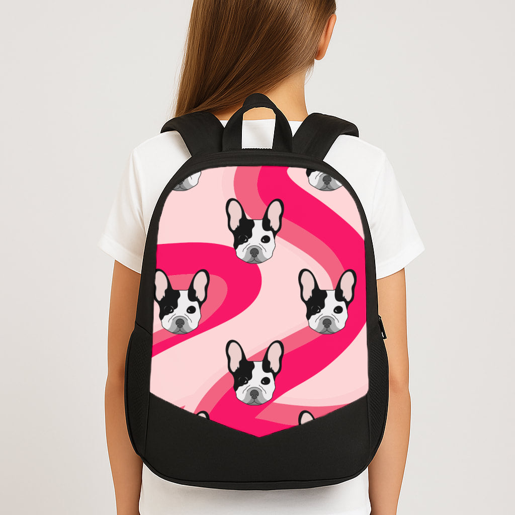 Abstact Frenchie - Dog Pattern Large School Bag
