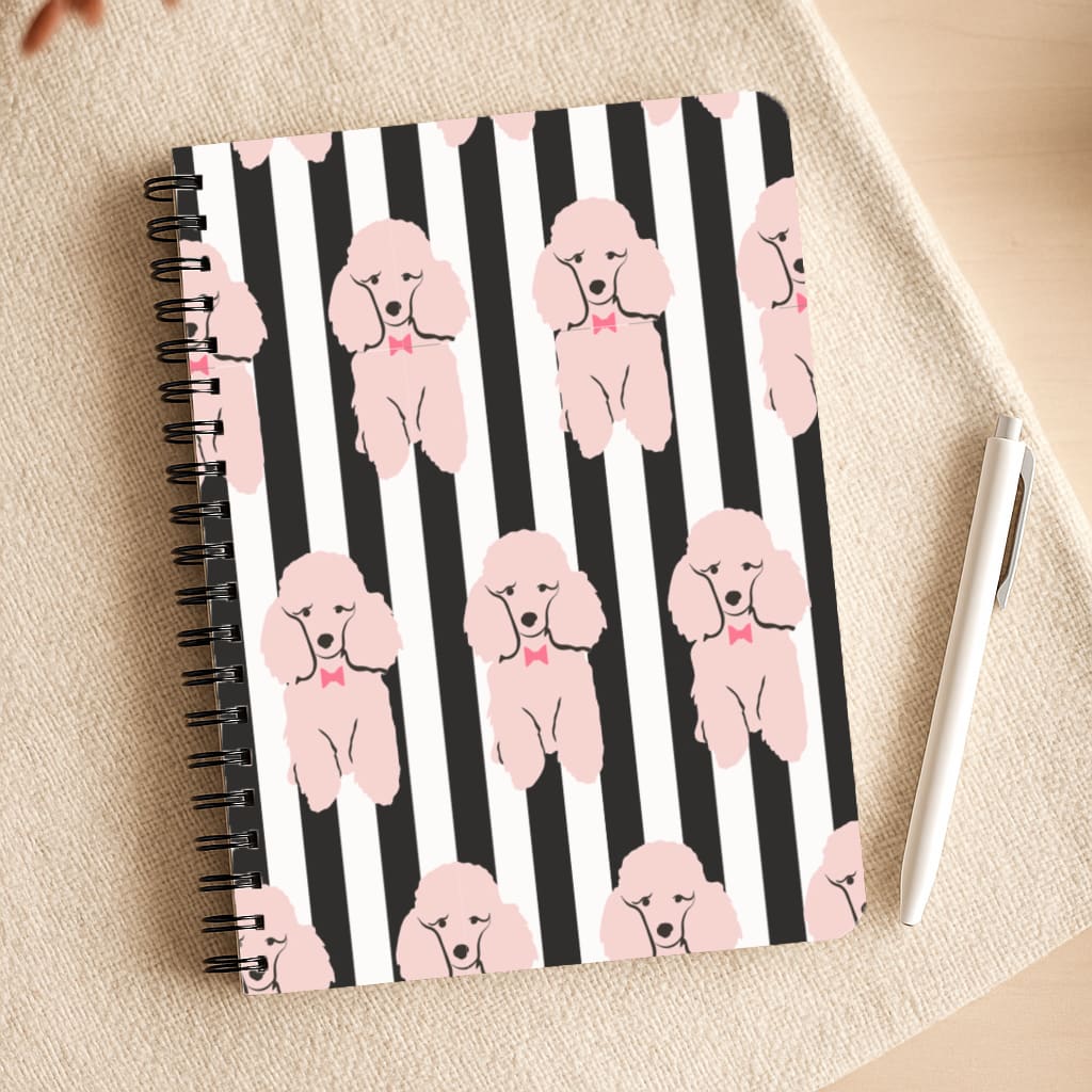 Striped Poodle - Dog Pattern Notepad