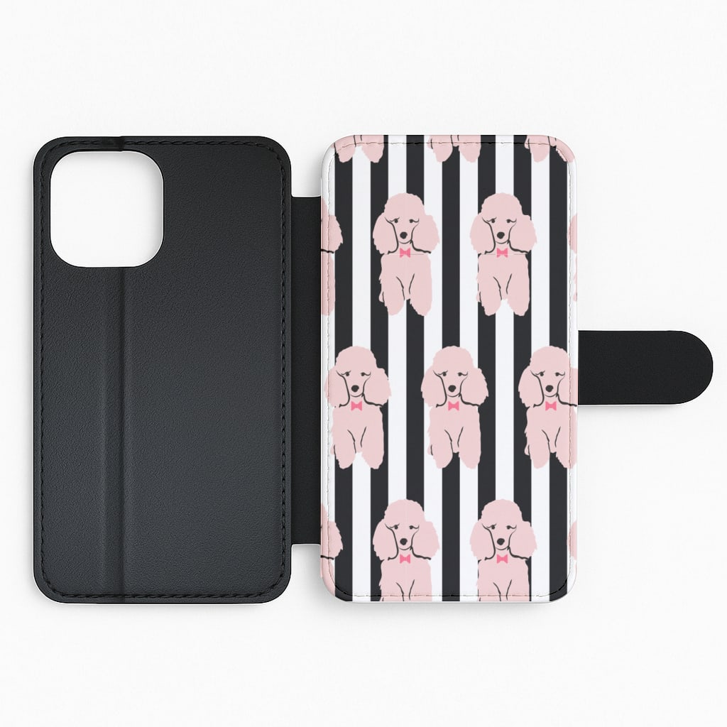 Striped Poodle - Dog Pattern Flip Phone Case