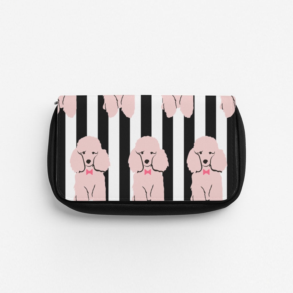 Striped Poodle - Dog Pattern Pencil Case