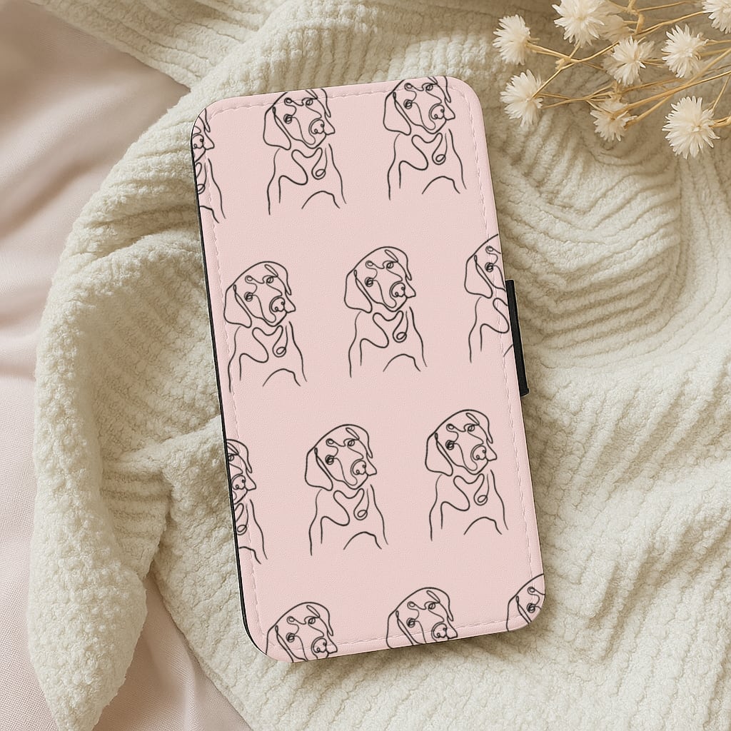 Labrador Outline - Dog Pattern Wallet Phone Case