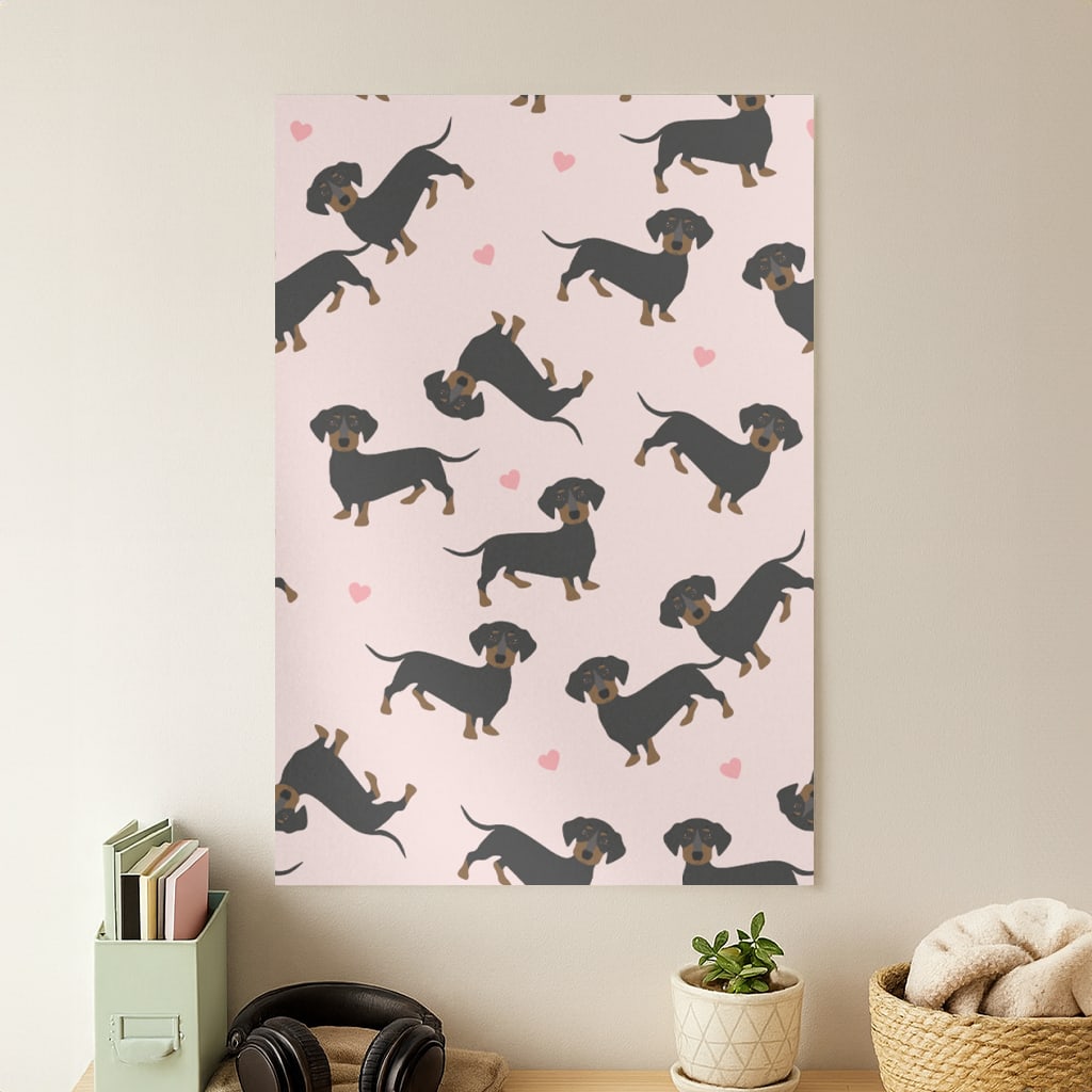 Heart Dachshund - Dog Pattern Poster