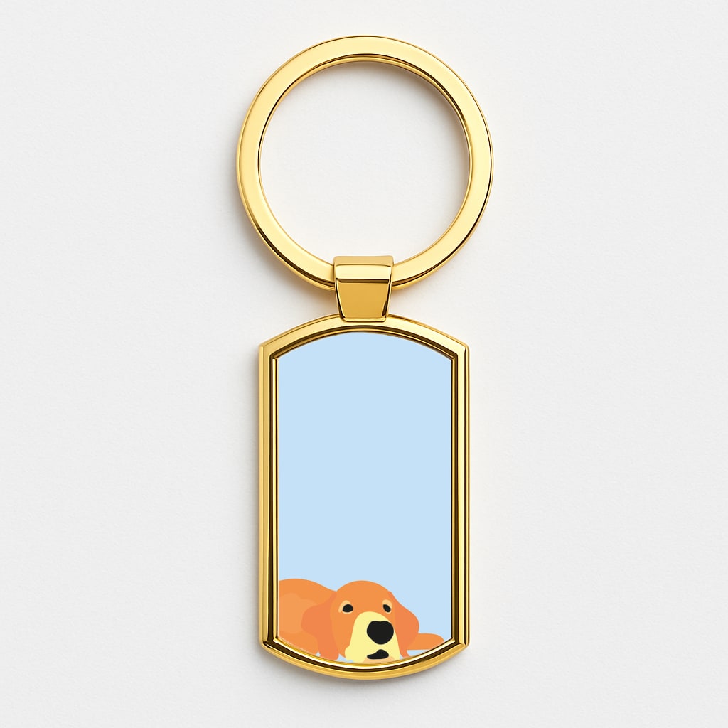 Laying and chilling - Dog Patterns Gold Keyring