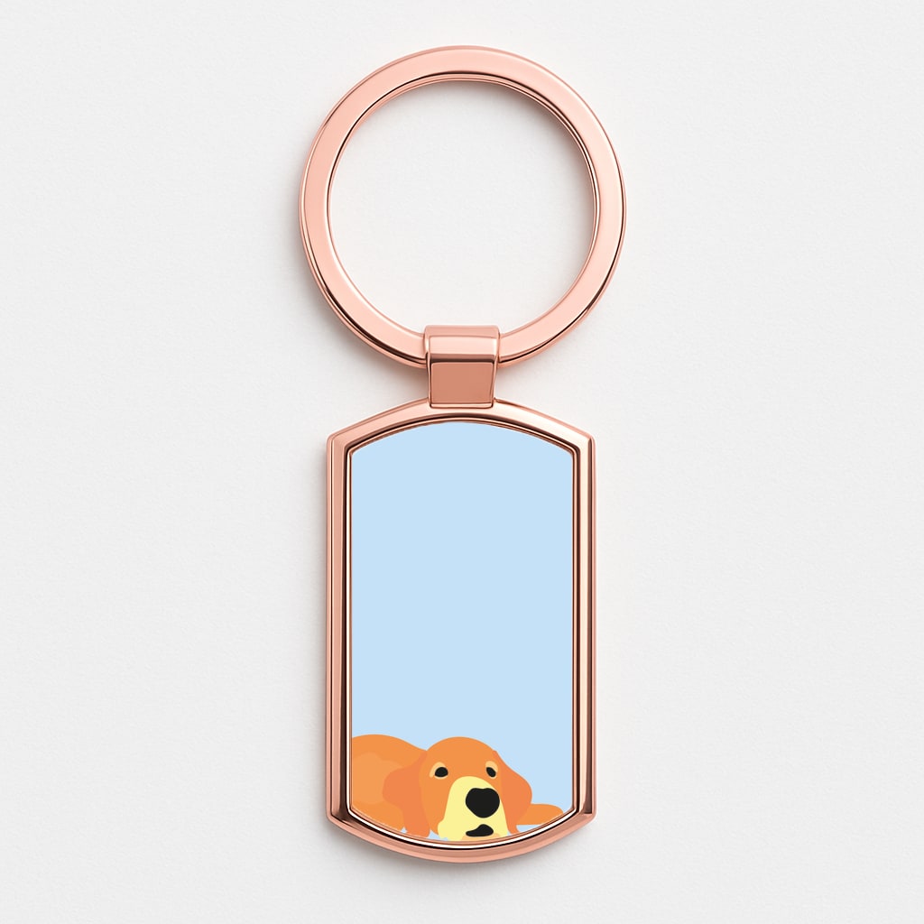 Laying and chilling - Dog Patterns Rose Gold Keyring