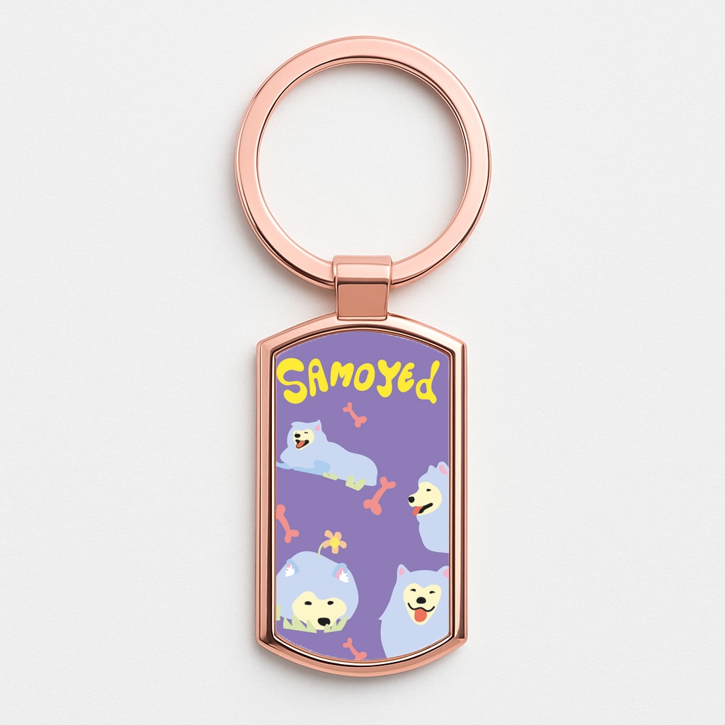 Samoyed - Dog Patterns Rose Gold Keyring