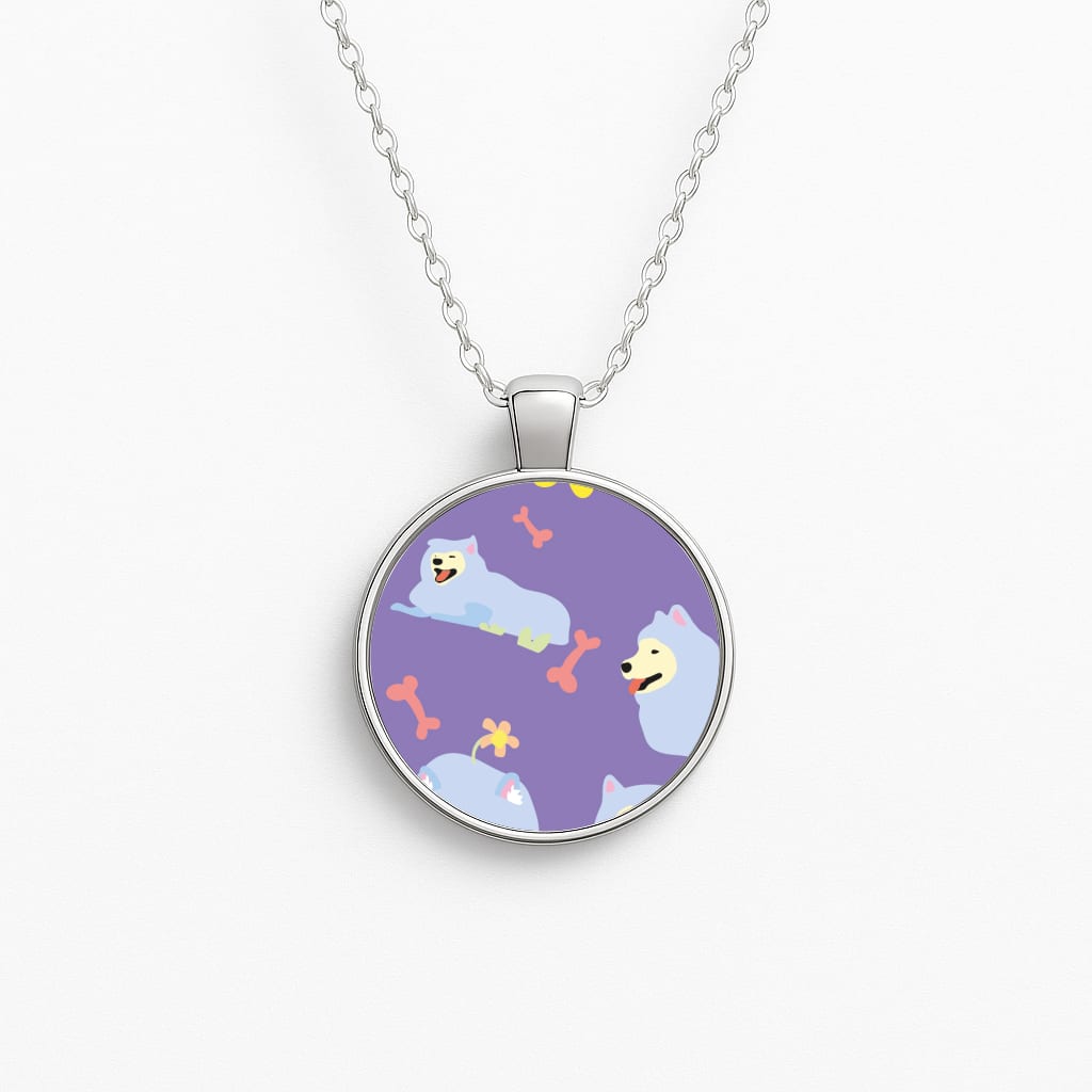 Samoyed - Dog Patterns Circle Necklace