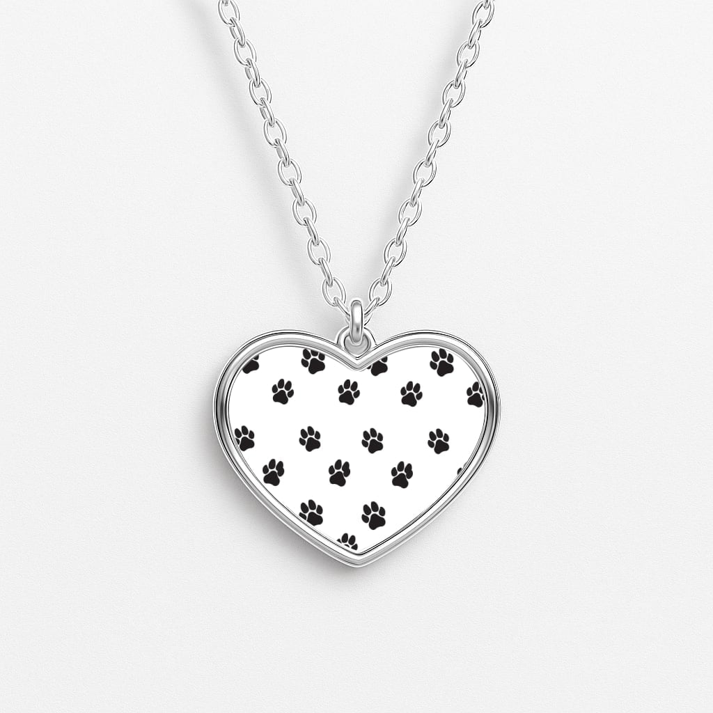 Paw pattern - Dog Patterns Heart Necklace