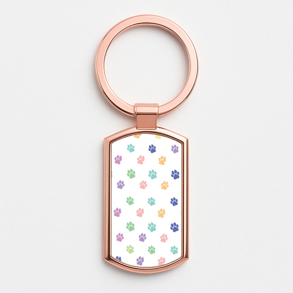Coloured patterns - Dog Patterns Rose Gold Keyring