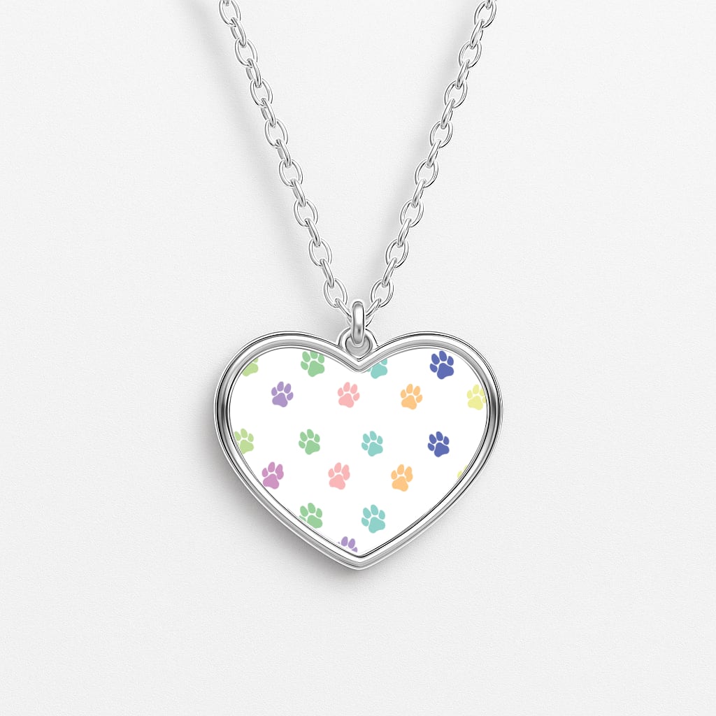 Coloured patterns - Dog Patterns Heart Necklace