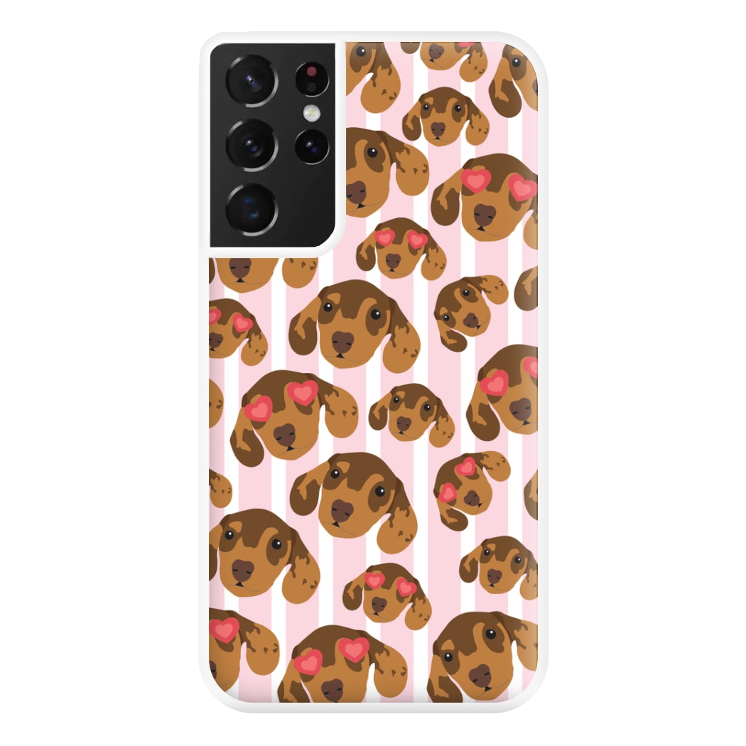 Stripes And Dachshunds Pattern Phone Case for Galaxy S21 Ultra