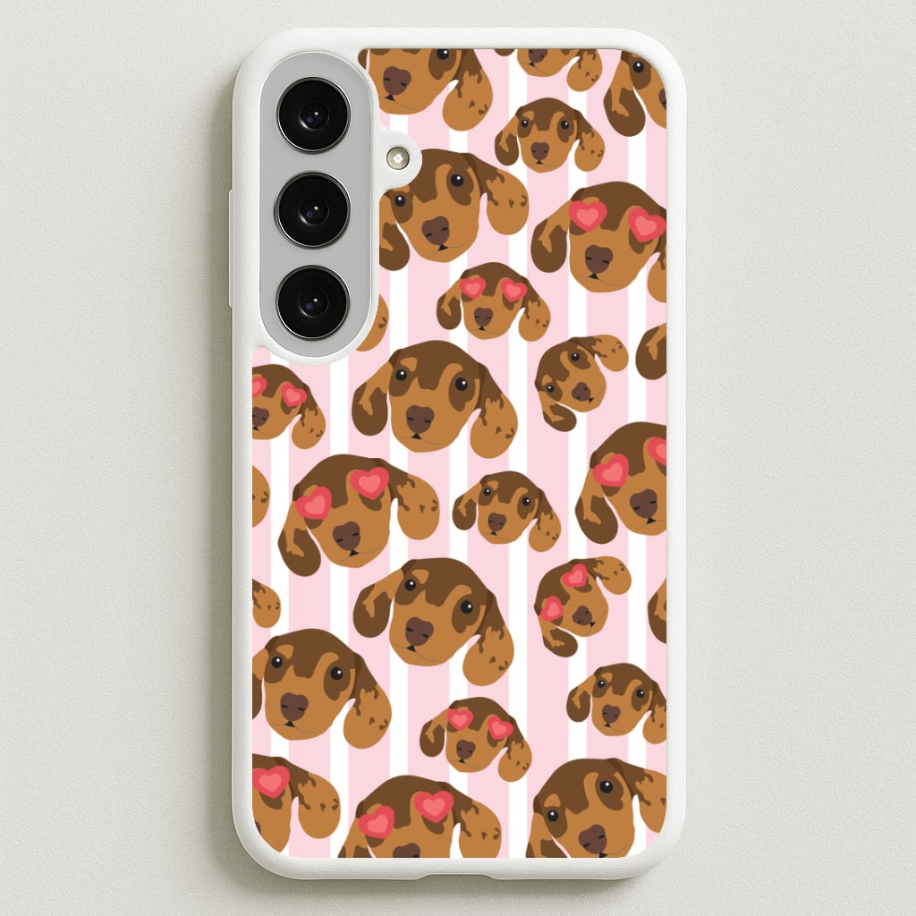 Stripes And Dachshunds Pattern Phone Case for Galaxy S25FE