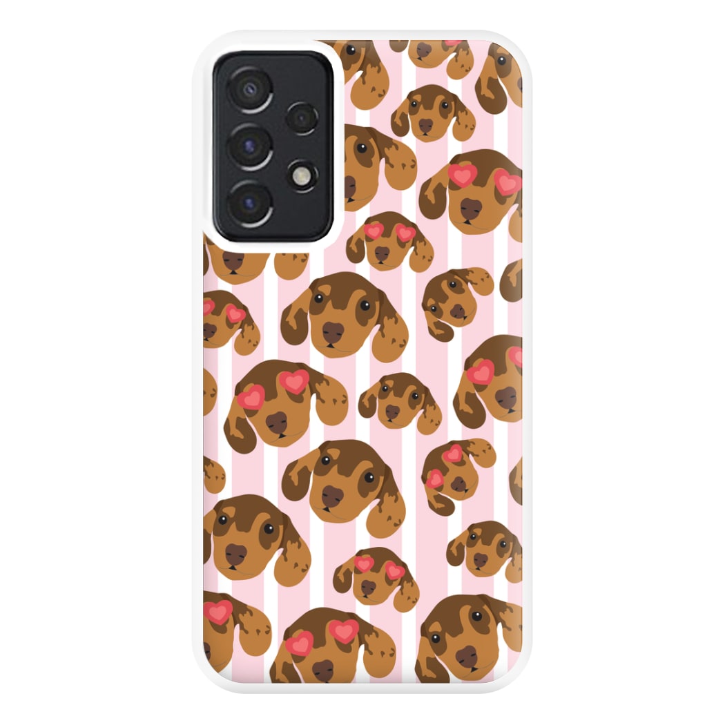 Stripes And Dachshunds Pattern Phone Case for Galaxy A52 / A52s