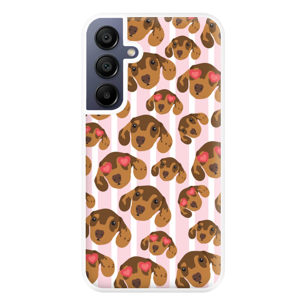 Stripes And Dachshunds Pattern Phone Case for Galaxy A16