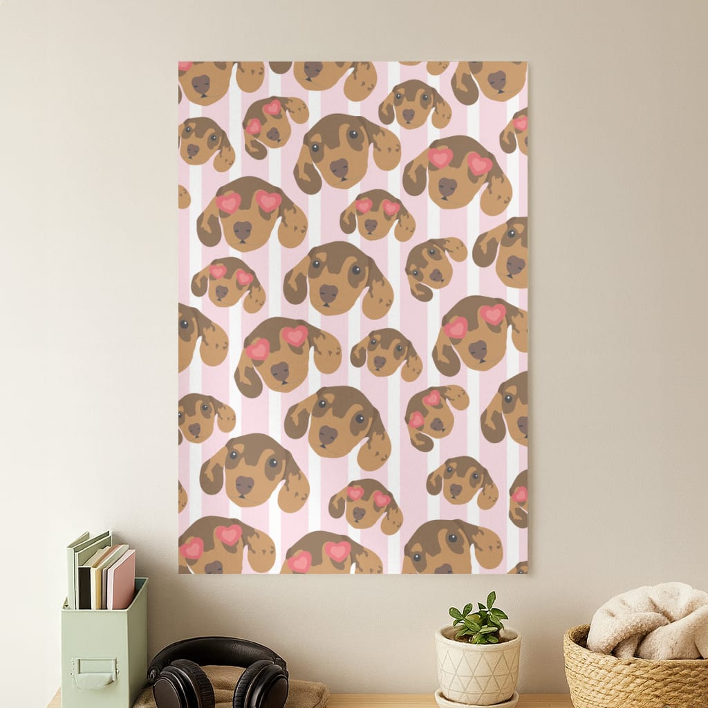 Stripes And Dachshunds Pattern Poster