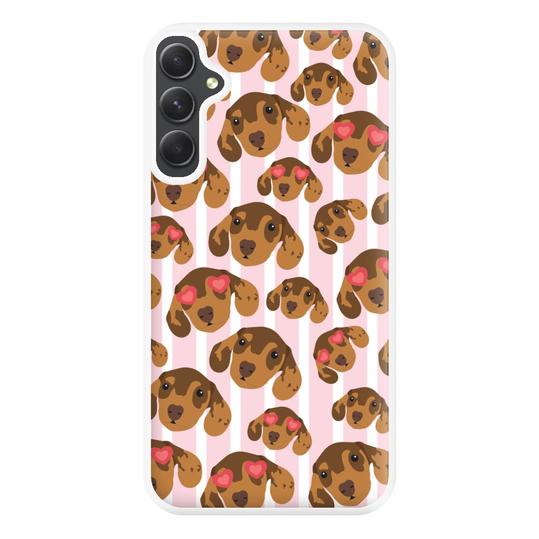 Stripes And Dachshunds Pattern Phone Case for Galaxy A14