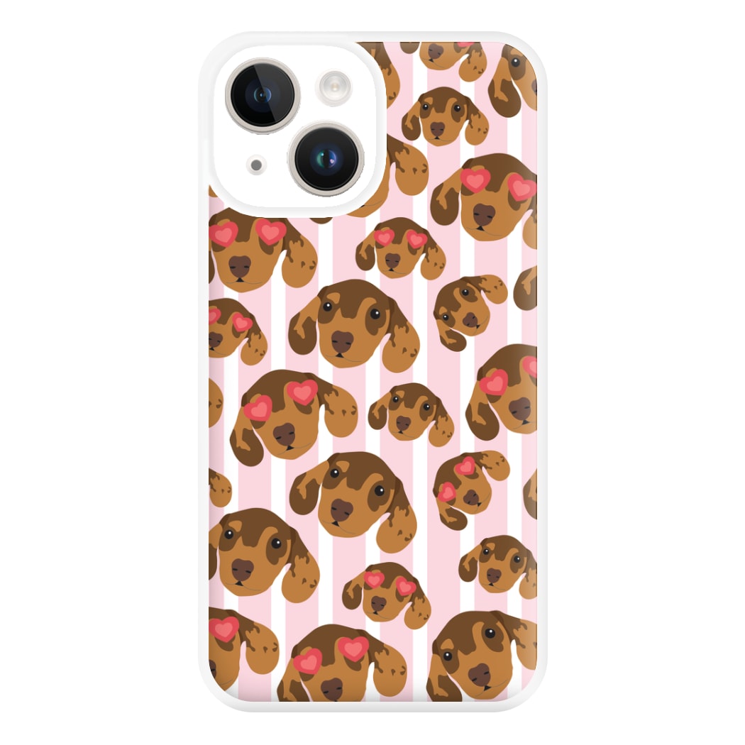Stripes And Dachshunds Pattern Phone Case for iPhone 14