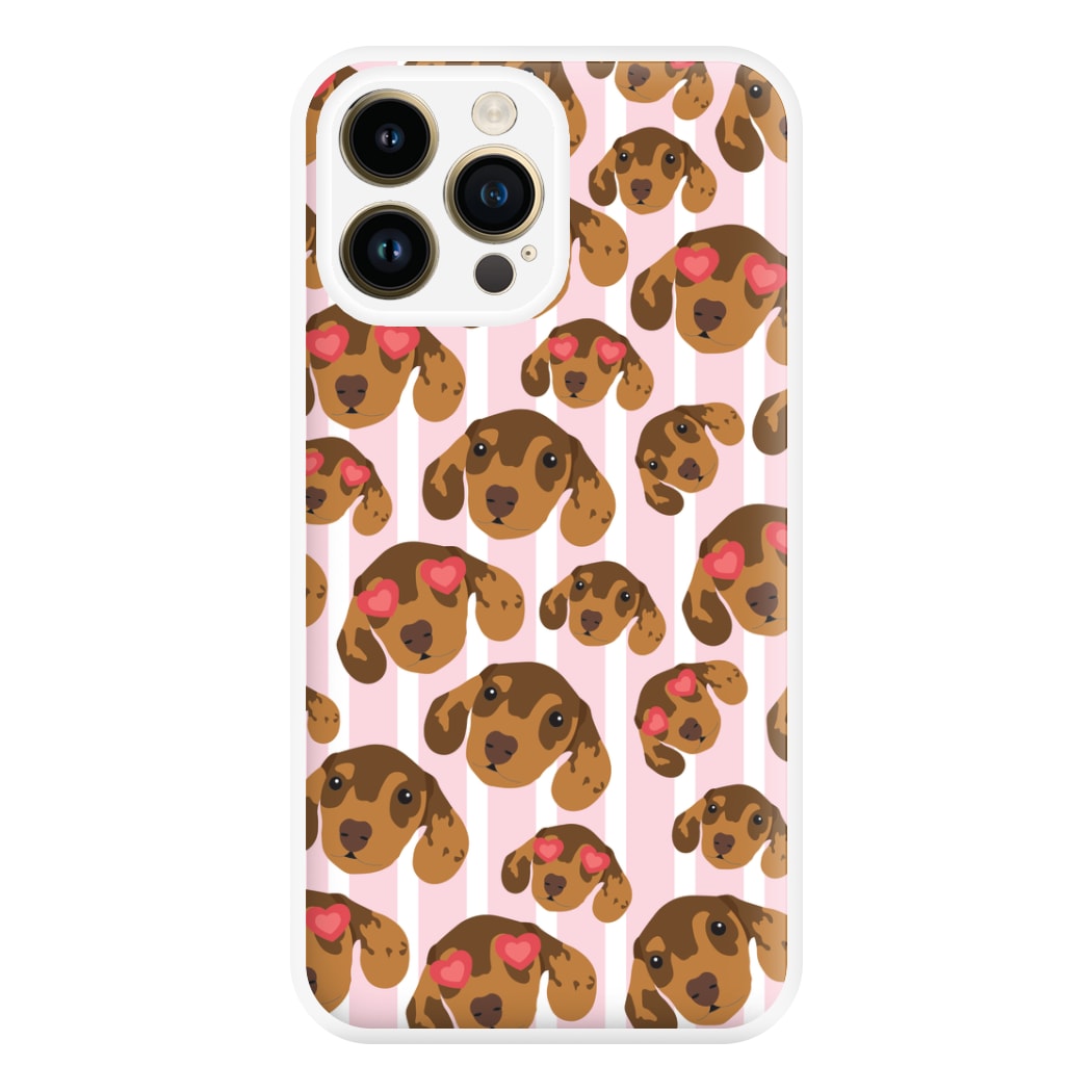 Stripes And Dachshunds Pattern Phone Case for iPhone 14 Pro Max