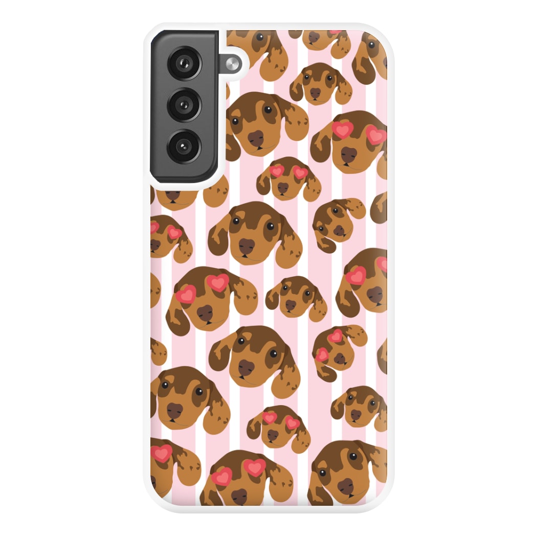 Stripes And Dachshunds Pattern Phone Case for Galaxy S21FE