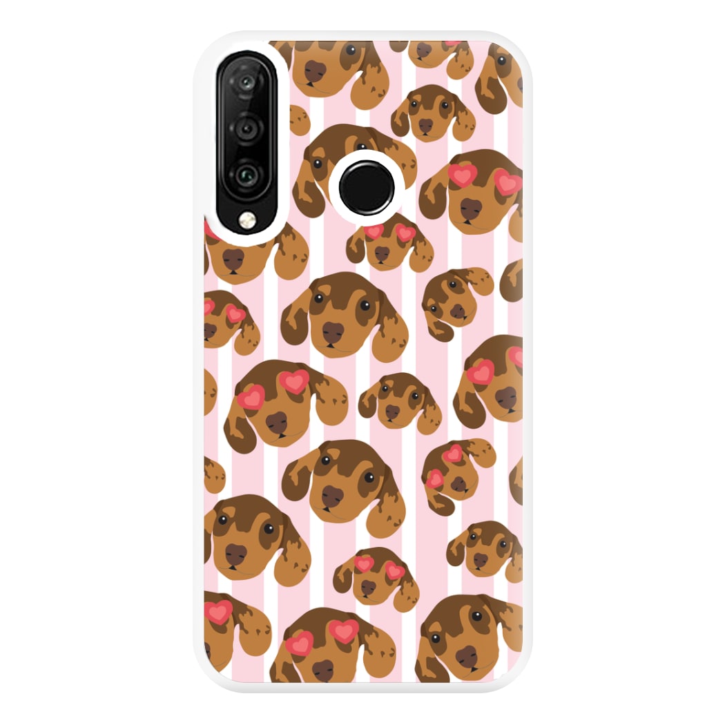 Stripes And Dachshunds Pattern Phone Case for Huawei P30 Lite