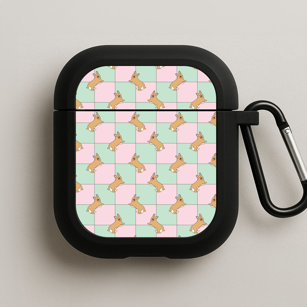 Checkered Corgis Pattern AirPods Case
