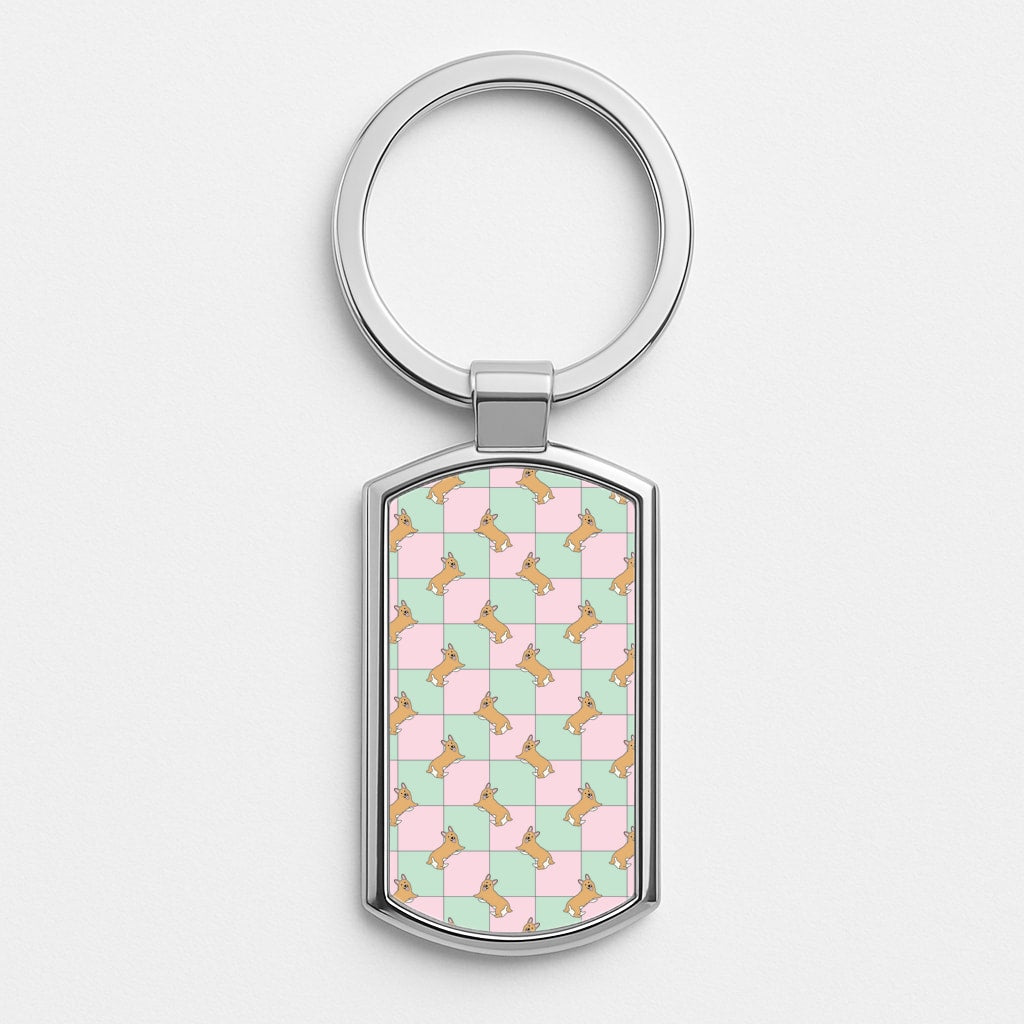 Checkered Corgis Pattern Luxury Keyring