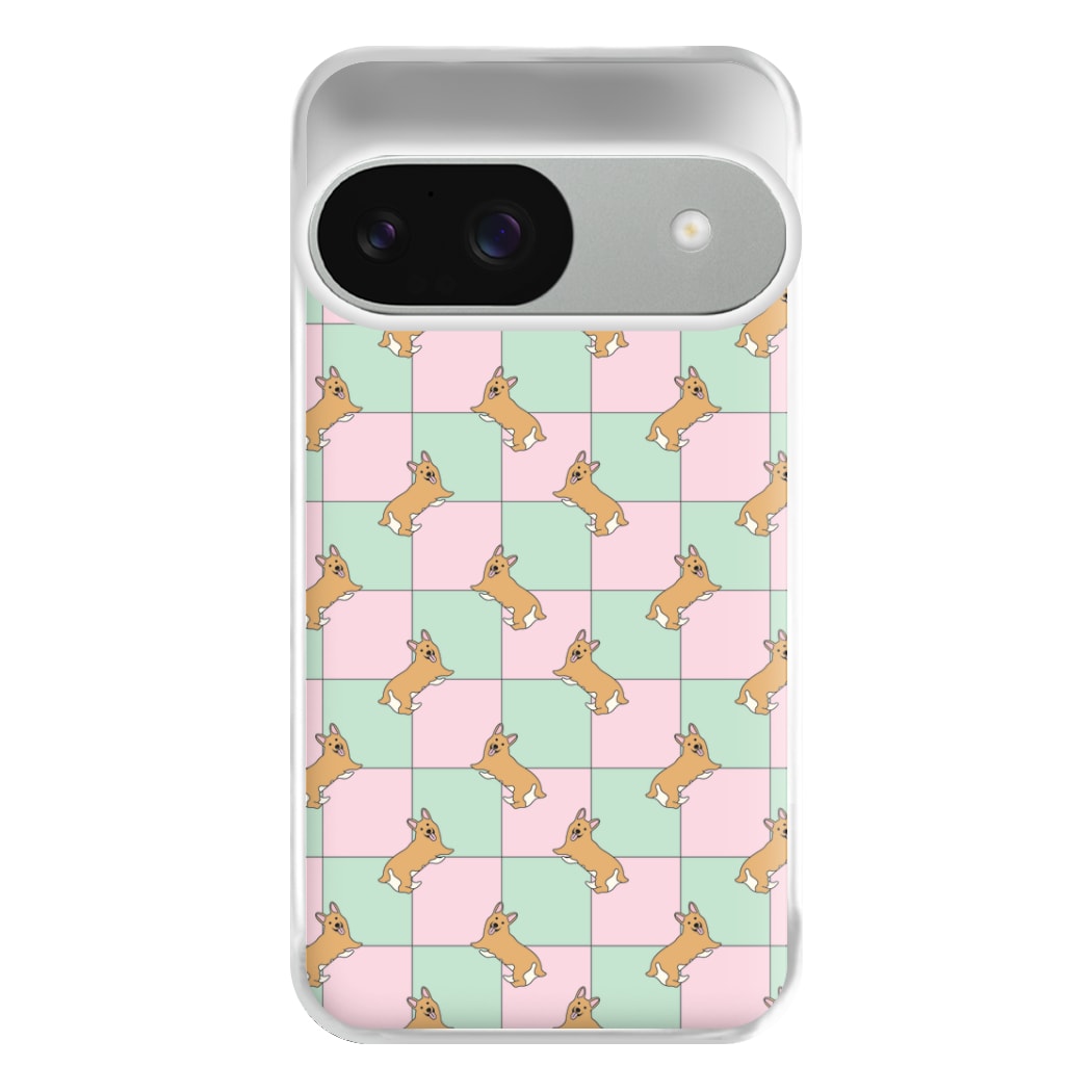 Checkered Corgis Pattern Phone Case for Google Pixel 9 / 9 Pro