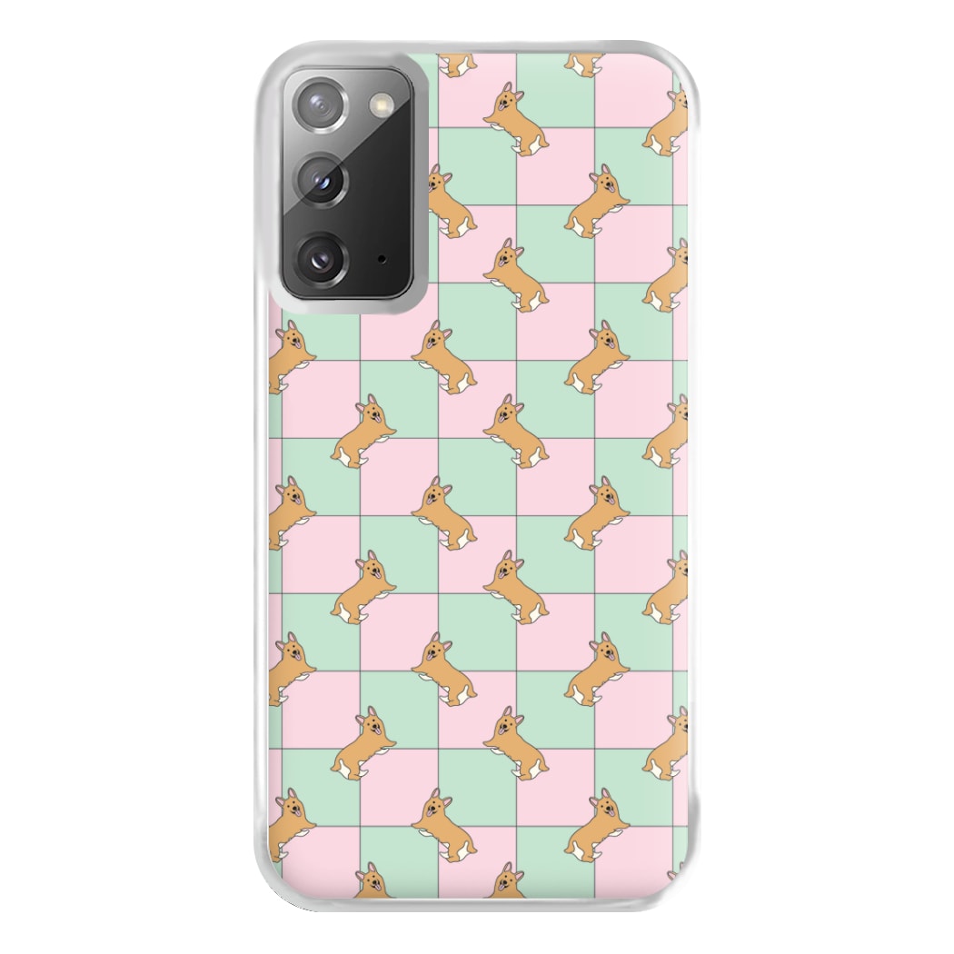 Checkered Corgis Pattern Phone Case for Galaxy Note 20 Ultra