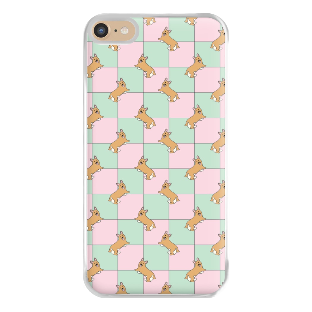 Checkered Corgis Pattern Phone Case for iPhone 6 Plus / 7 Plus / 8 Plus