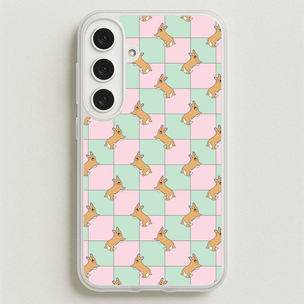 Checkered Corgis Pattern Phone Case for Galaxy S25FE