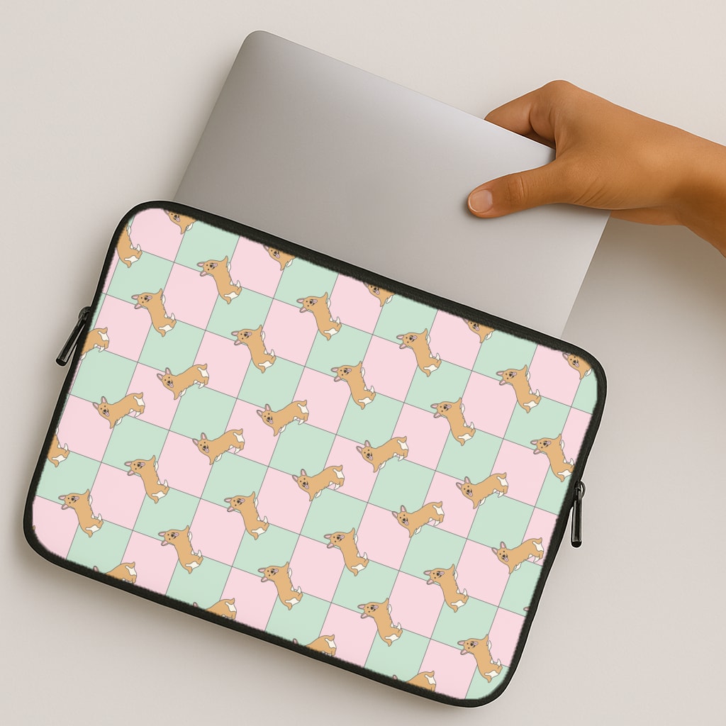 Checkered Corgis Pattern MacBook Case