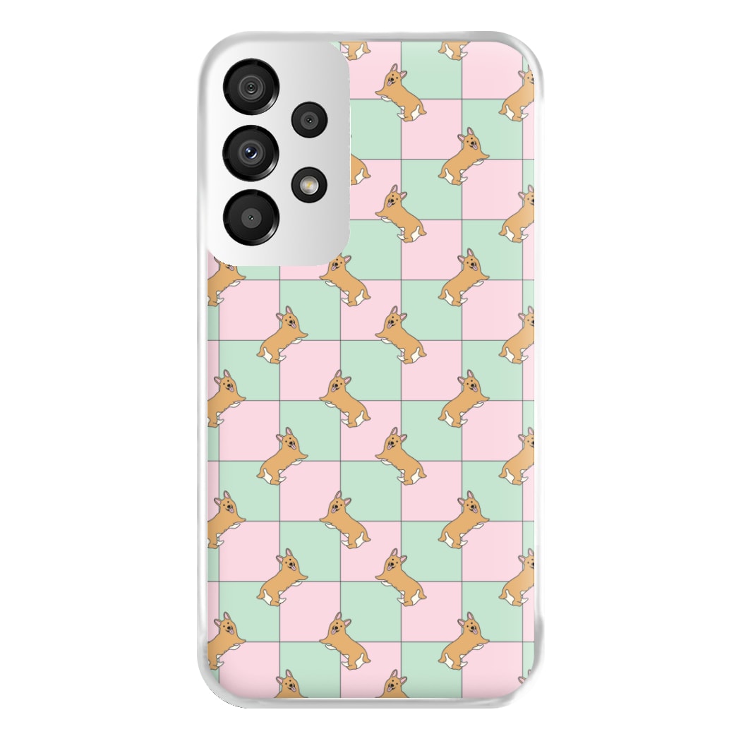 Checkered Corgis Pattern Phone Case for Galaxy A33