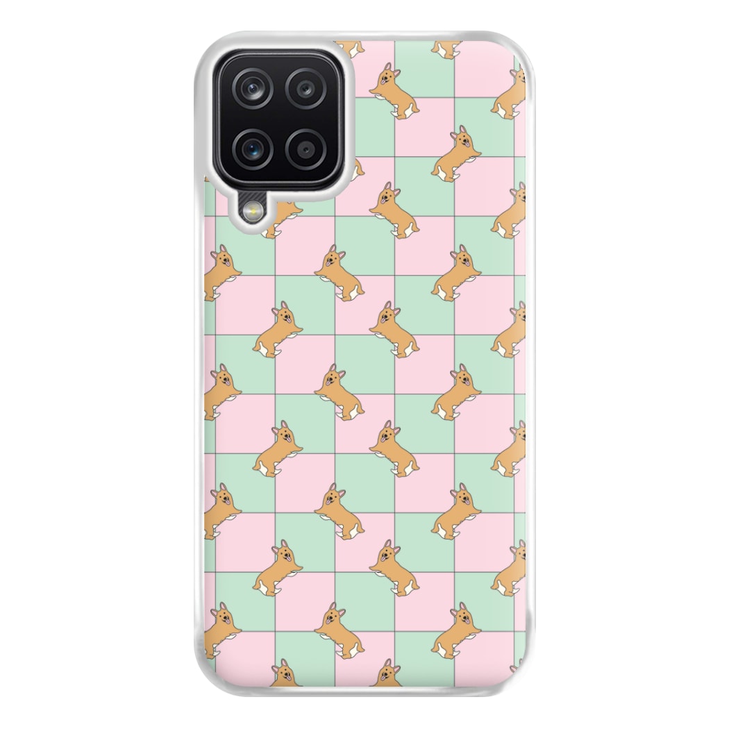 Checkered Corgis Pattern Phone Case for Galaxy A12