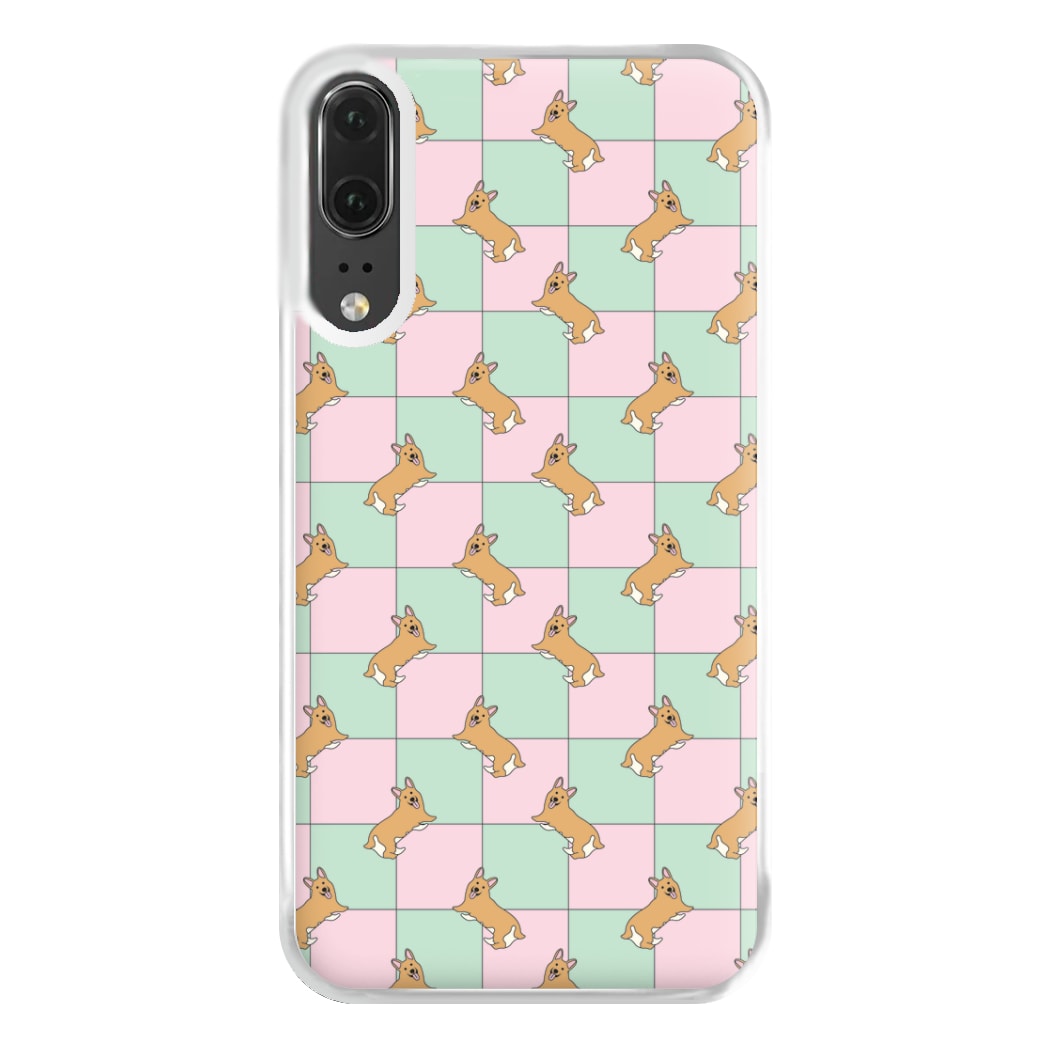 Checkered Corgis Pattern Phone Case for Huawei P20