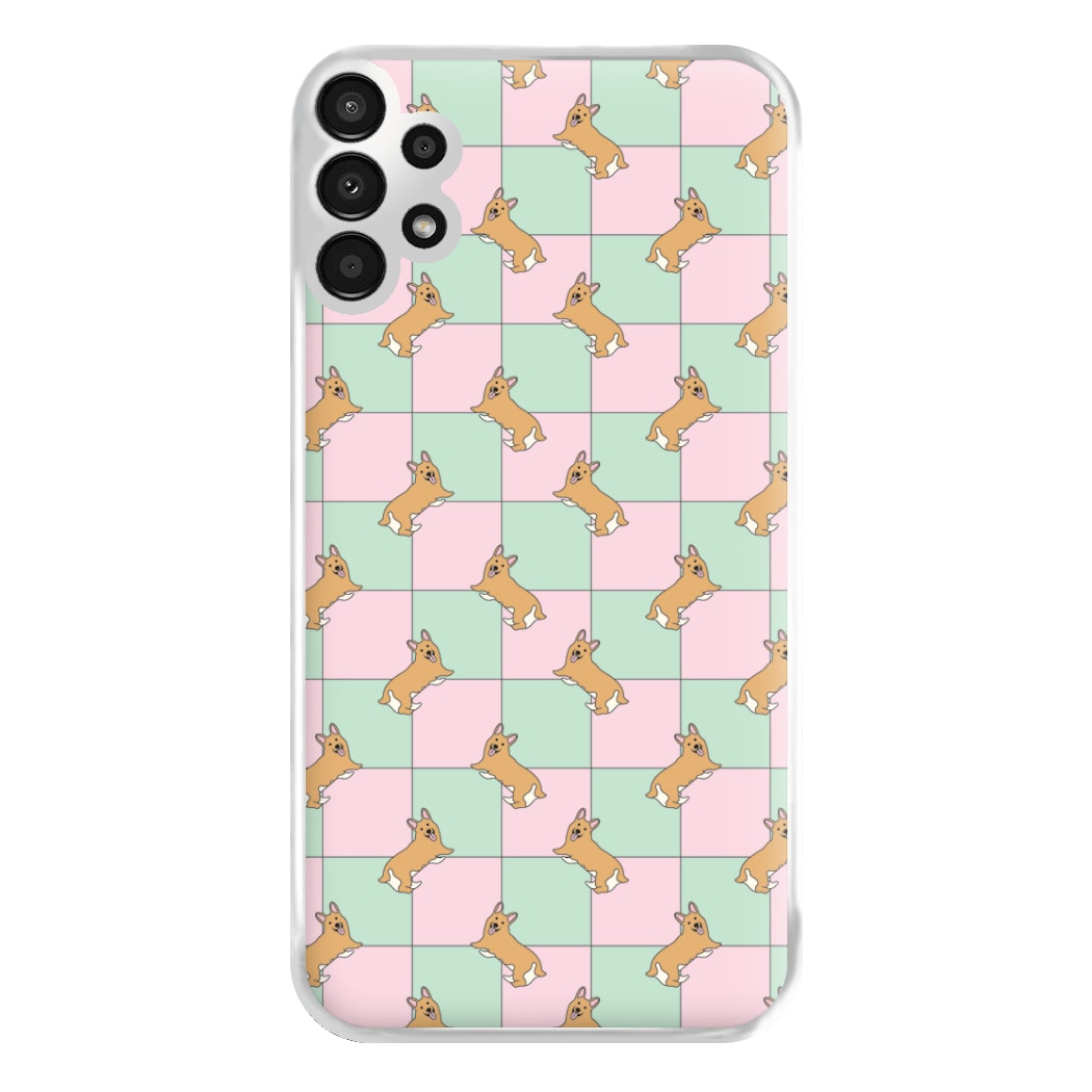 Checkered Corgis Pattern Phone Case for Galaxy A13