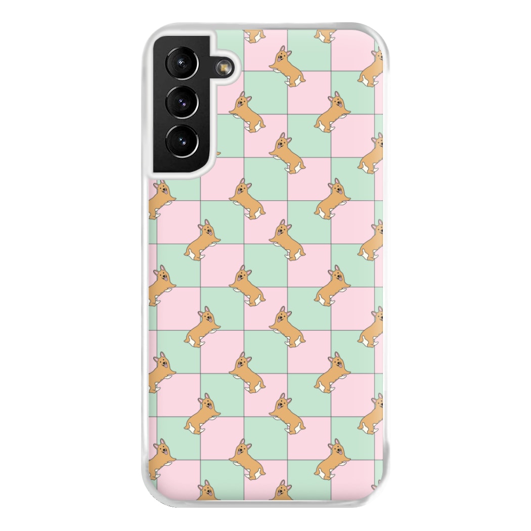 Checkered Corgis Pattern Phone Case for Galaxy S21 Plus