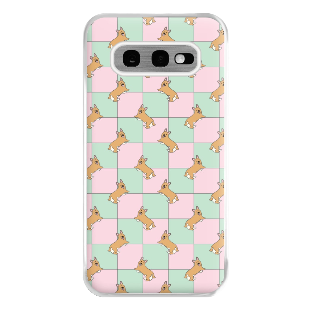 Checkered Corgis Pattern Phone Case for Galaxy S10e