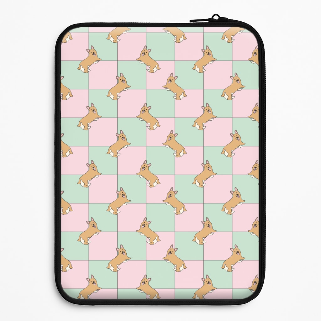 Checkered Corgis Pattern Laptop Sleeve
