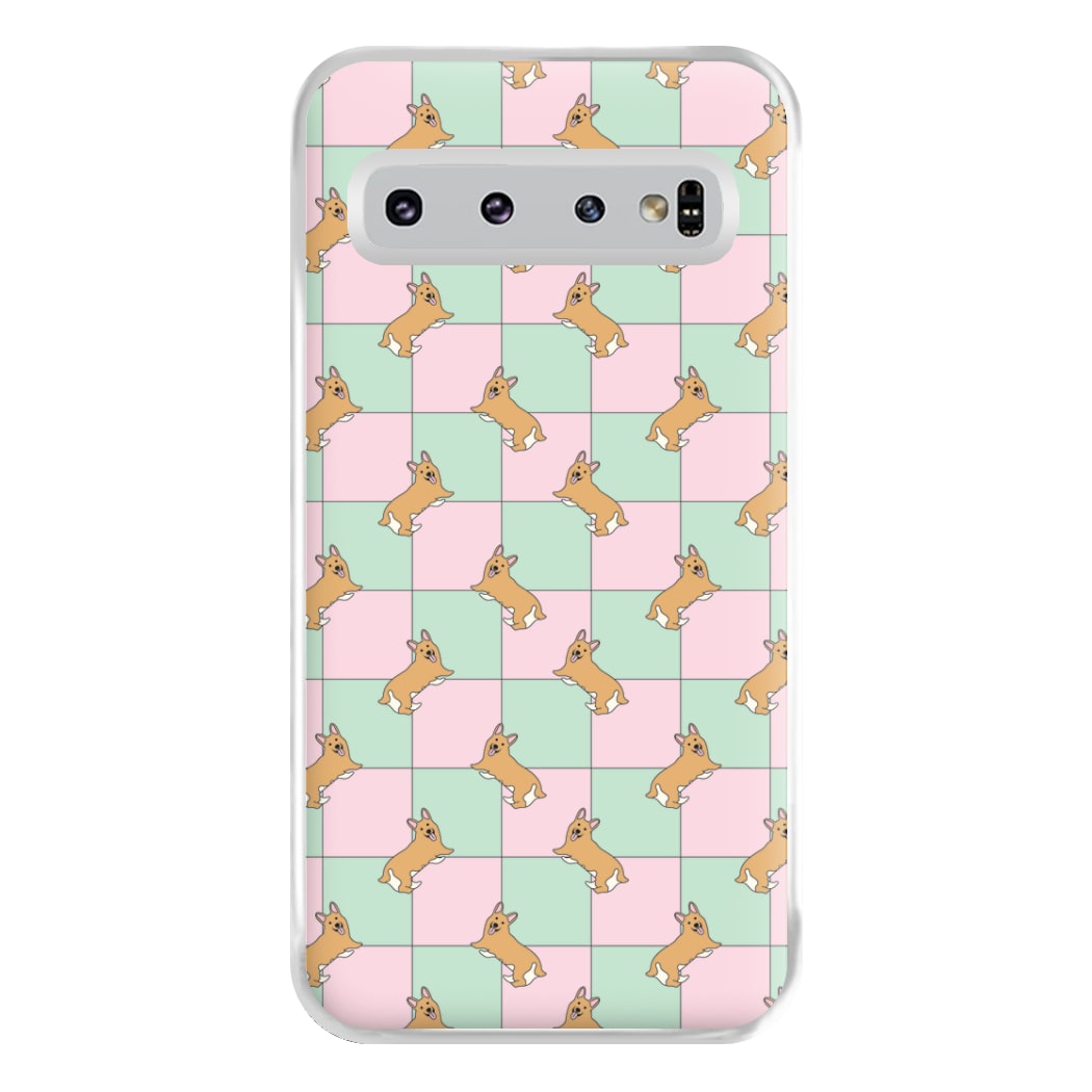 Checkered Corgis Pattern Phone Case for Galaxy S10 Plus