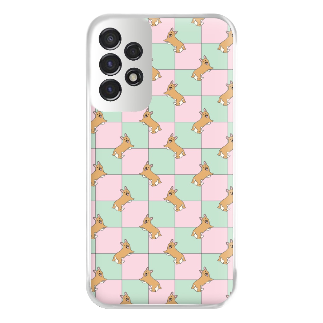 Checkered Corgis Pattern Phone Case for Galaxy A53