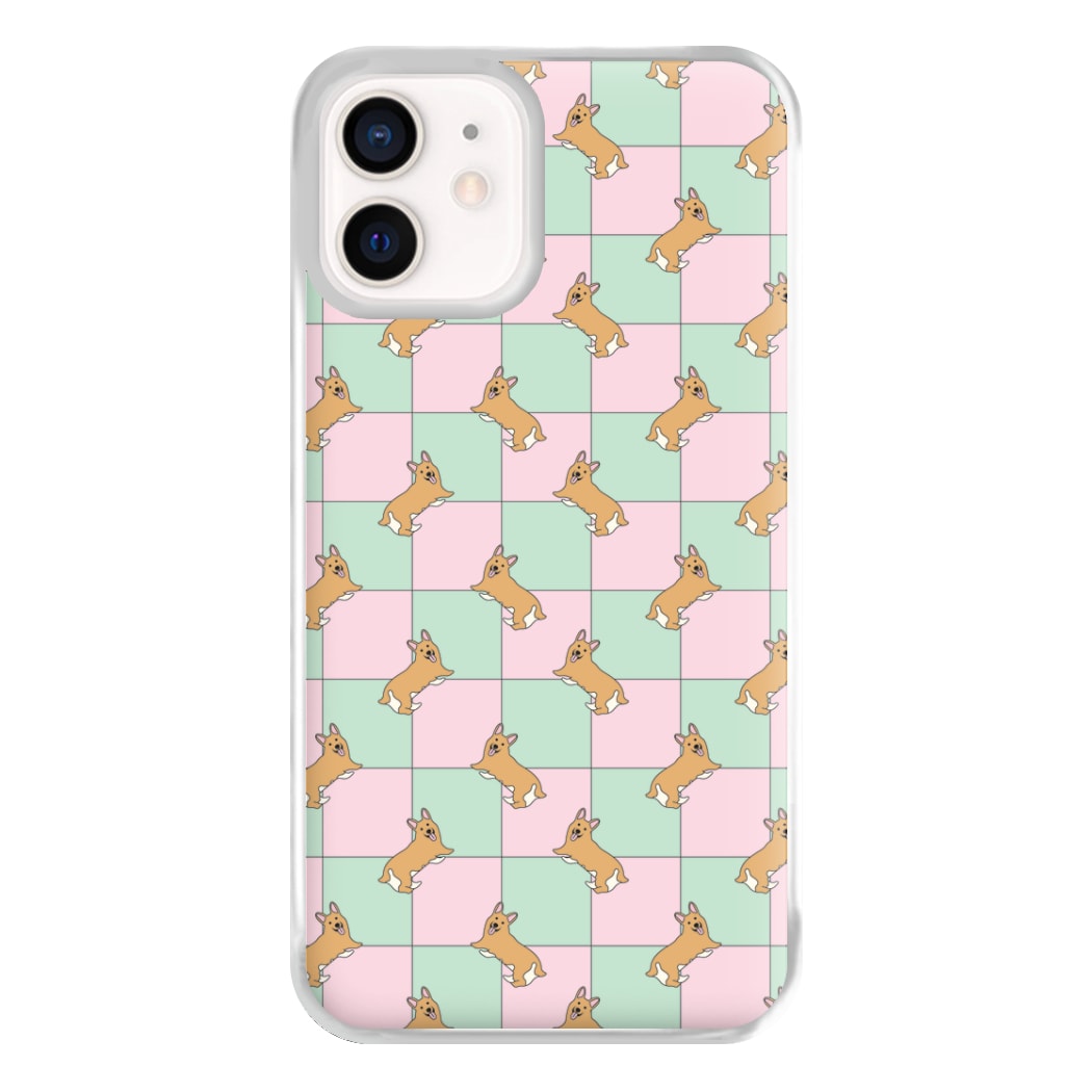Checkered Corgis Pattern Phone Case for iPhone 12 Mini