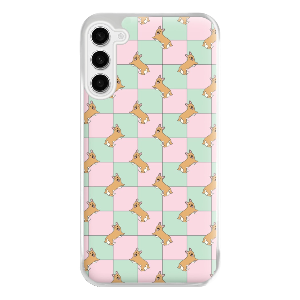 Checkered Corgis Pattern Phone Case for Galaxy S23FE