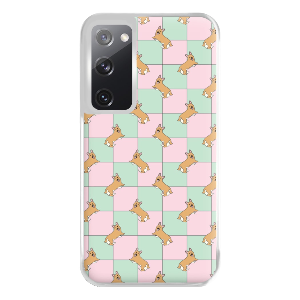 Checkered Corgis Pattern Phone Case for Galaxy S20FE