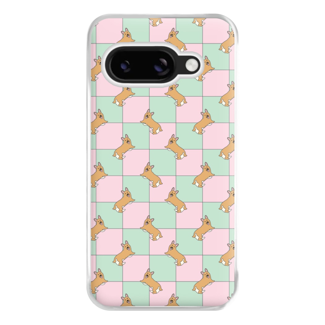Checkered Corgis Pattern Phone Case for Google Pixel 8a