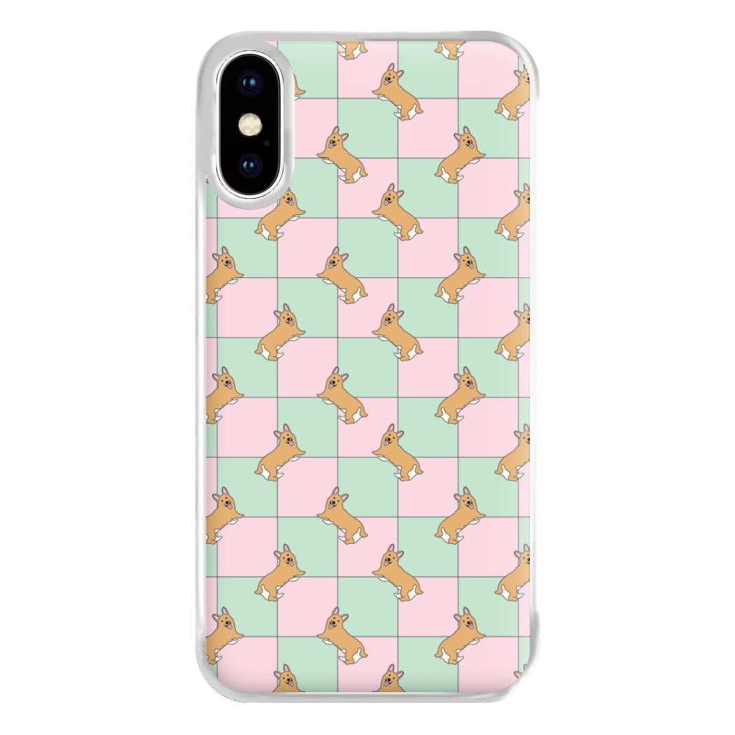 Checkered Corgis Pattern Phone Case for iPhone XS Max