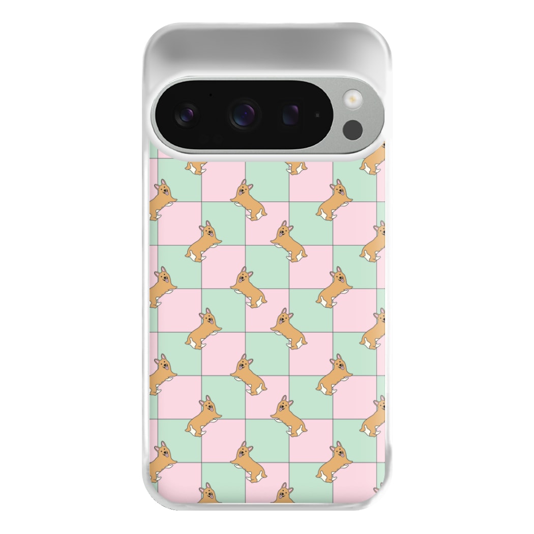 Checkered Corgis Pattern Phone Case for Google Pixel 9 Pro XL