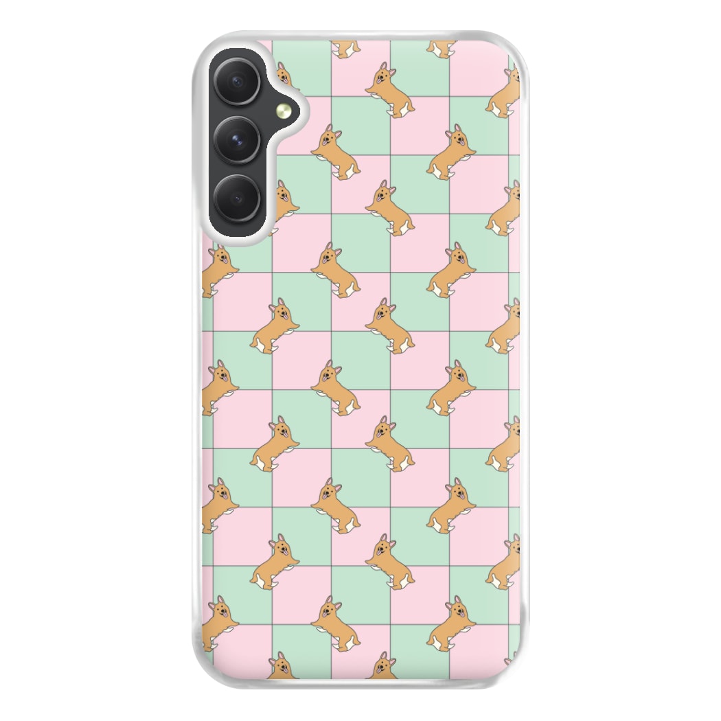 Checkered Corgis Pattern Phone Case for Galaxy A54
